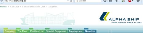 Die Webseite der Alpha Shipmanagement GmbH & Co. KG