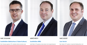 Das Führungsteam der Solvium Capital GmbH aus Hamburg v.l.n.r: die Geschäftsführer Marc Schumann (41) und Andre Wreth (40) sowie Vertriebsleiter Marc Sievert (44) © Solvium-Capital.de